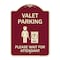 Signmission Valet Parking Please Wait for Attendant Heavy-Gauge Aluminum Sign, 24" x 18", BU-1824-22753 A-DES-BU-1824-22753 - alternate 1